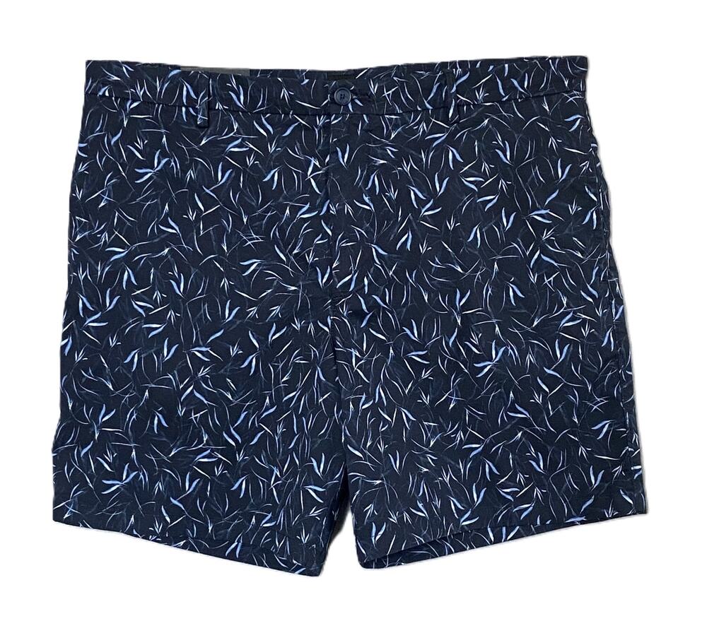 Boss Karlos Shorts Men's 38R Regular Fit Dark Blue Vine Print Stretch NWT